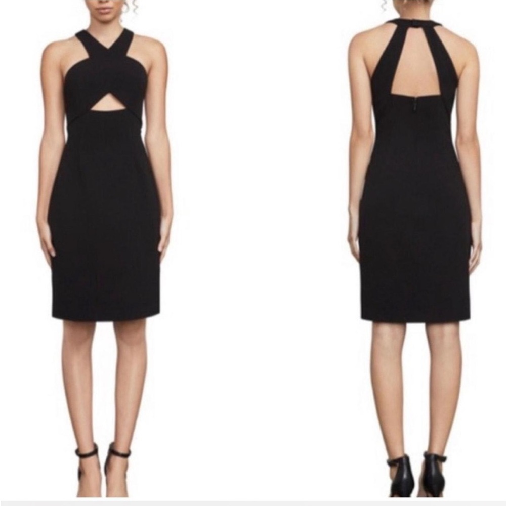BCBGMAXAZRIA  CARLY CUTOUT  V-NECK PENCIL MIDI DRESS - Picture 3 of 11